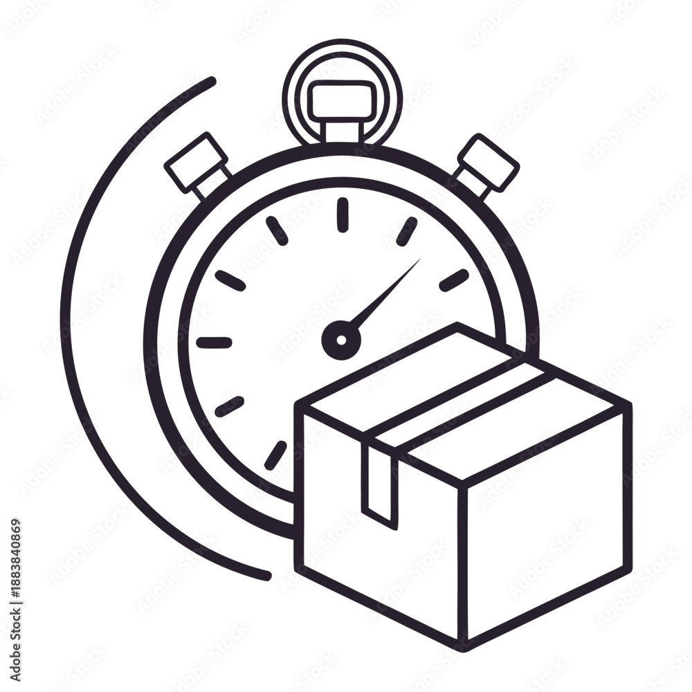 Obraz premium Express Delivery Icon - Stopwatch and Cardboard Box for Fast Shipping Service
