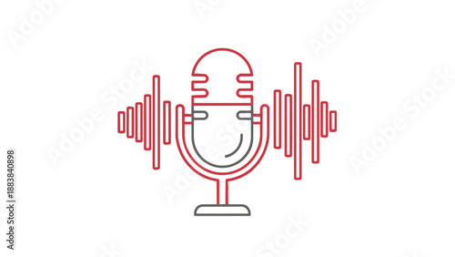 Vector illustration of a microphone with sound waves