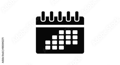 a simple black and white illustration depicting a calendar design showcasing dates and days silhouette