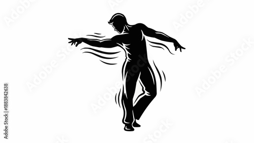 Silhouette of a man dancing with motion blur effect.