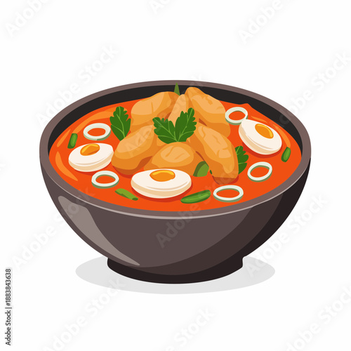 Delicious Chicken Curry with Boiled Eggs, a Savory and Spicy Indian Dish Served in a Bowl
