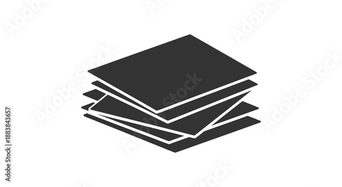 a stack of dark papers and books arranged in a neat pile presented as a striking silhouette