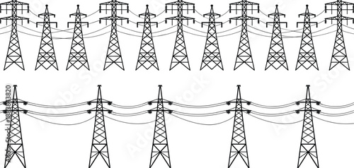Electricity Pylon Power Line Towers Repeating PatternTitle:Electricity Pylon Power Line Towers Repeating