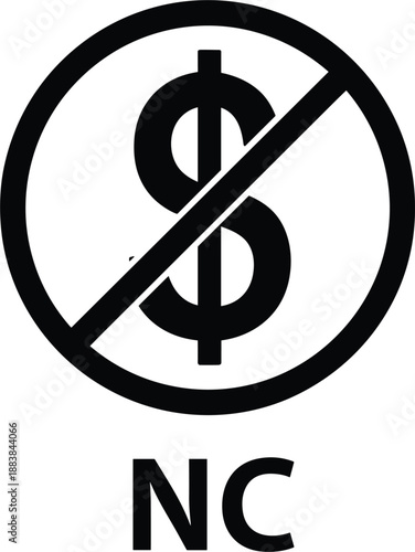 No Commercial Use Symbol with Dollar Sign and NC Text Keywords: no commercial use, symbol, dollar sign, prohibition
