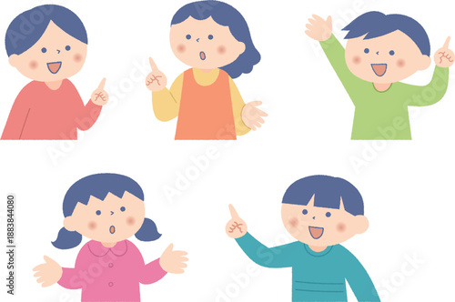 意見を言い合う子供達上半身