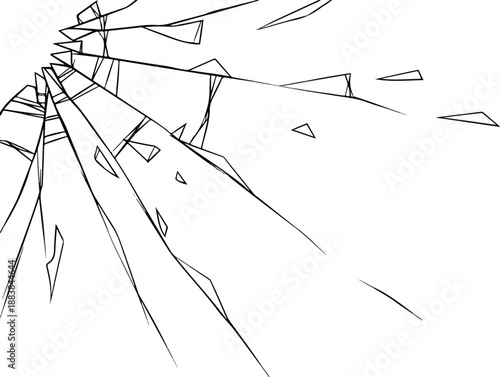 Dynamic abstract graphic design showcasing shattered fragments exploding from a central impact point