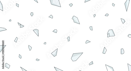 Dynamic illustration of shattered glass pieces creating a delicate and unpredictable pattern