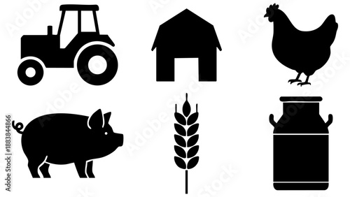 Farm life essentials isolated on transparent background, Vector