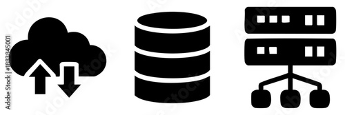 Cloud storage and data management isolated on transparent background, Vector