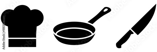 Chef's tools for culinary craft isolated on transparent background, Vector