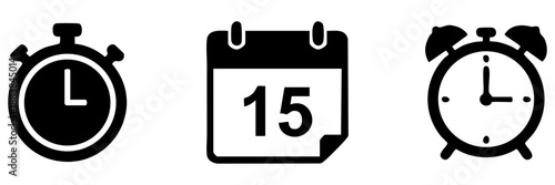 Time management icons isolated on transparent background, Vector