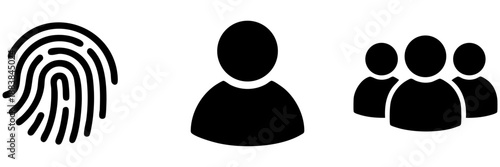 Fingerprint identification and group representation isolated on transparent background, Vector