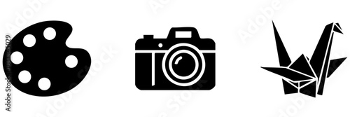 Symbols of creativity and art isolated on transparent background, Vector