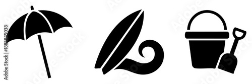 Beach day essentials isolated on transparent background, Vector