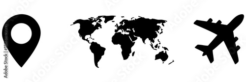 Global travel and navigation isolated on transparent background, Vector