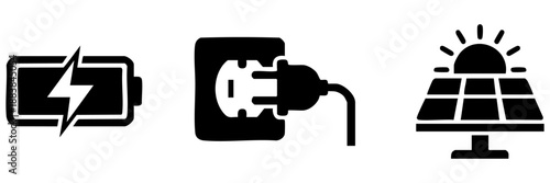 Energy sources and devices isolated on transparent background, Vector