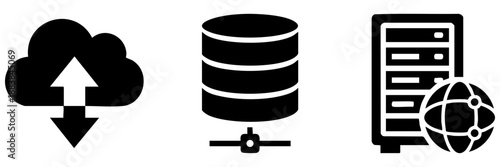 Cloud storage and data management isolated on transparent background, Vector