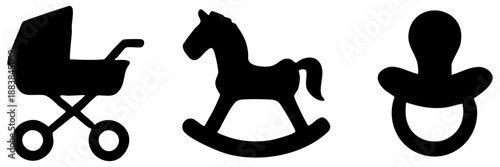 Classic baby items collection isolated on transparent background, Vector