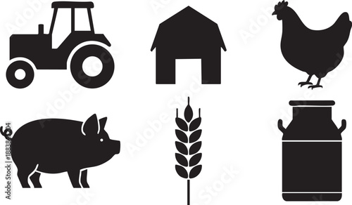 Farm life essentials isolated on transparent background, Vector