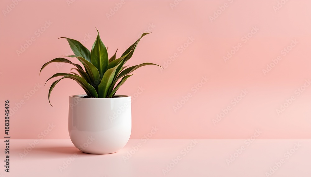 Obraz premium Two identical potted plants placed side by side against a pink background