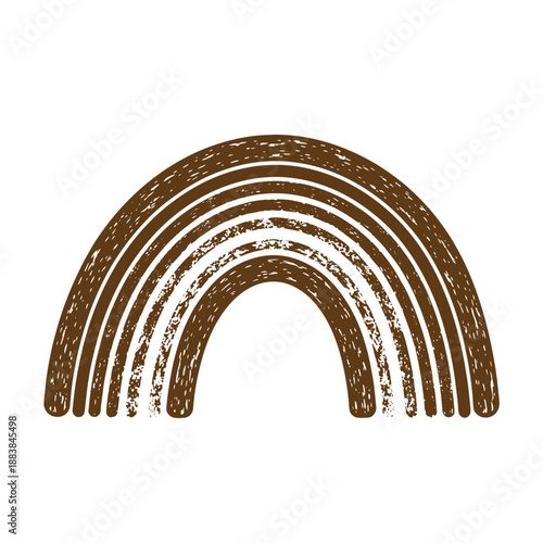 Drawing Vintage grunge  texture Brown rainbow symbol with scratched texture over white background