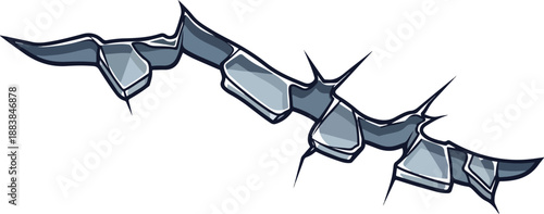 Intense jagged crack illustration with sharp piercing spikes, symbolizing a challenging rupture or tough barrier