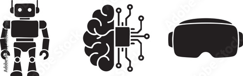 Advancements in technology and ai isolated on transparent background, Vector