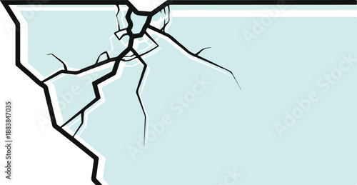 Abstract cracked glass or ice surface background with sharp linear fractures illustrating damage and fragility concept