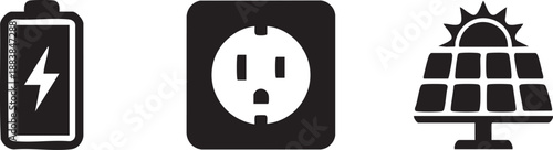 Energy sources and outlets isolated on transparent background, Vector