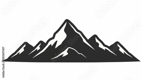 Majestic Mountain Range Silhouette Peaks Snow Capped.