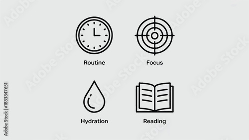 Four Modern Vector Icons for Digital Marketing and Data Analysis, Flat Design