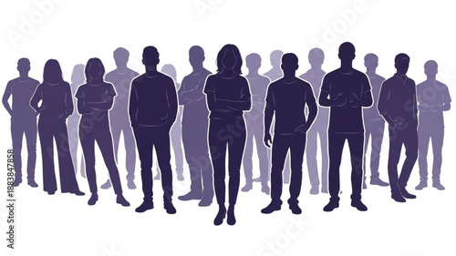 Diverse Group of People Silhouettes Standing Together.