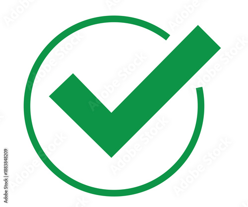 Classic green check mark icon inside circle on white background