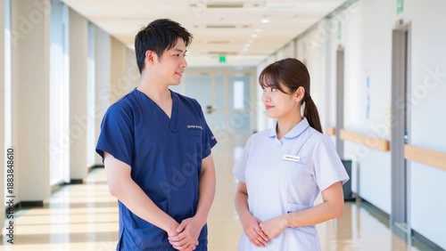 日本人の福祉施設で働く男女のイメージ