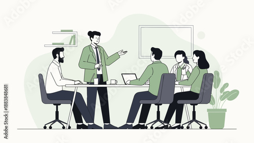 Business Meeting Presentation: Diverse Team Discussing Ideas in Modern Office