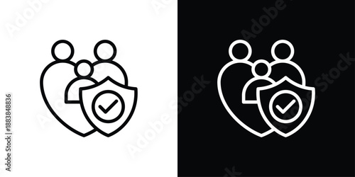 Family Insurance Icon Sheet Black And White