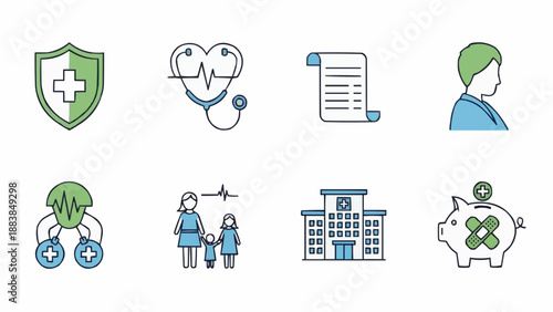 Medical Health Insurance and Healthcare Icons Collection.