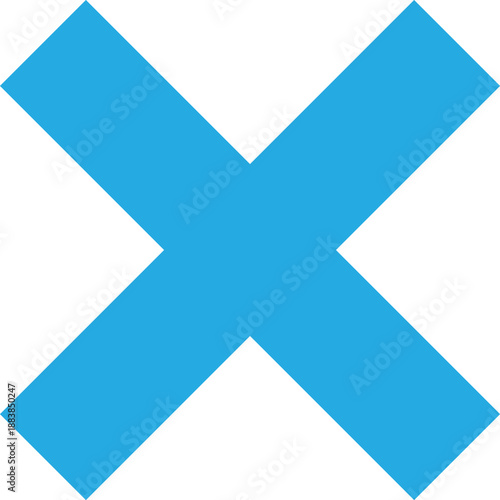 A large, thick, bright blue cross mark.