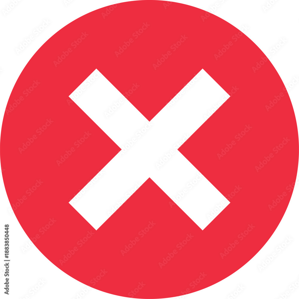 Obraz premium Red cross mark, NO sign on transparent background