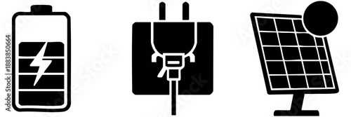 Sustainable energy sources isolated on transparent background, Vector