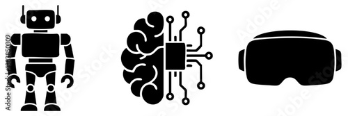 Advancements in technology and ai isolated on transparent background, Vector