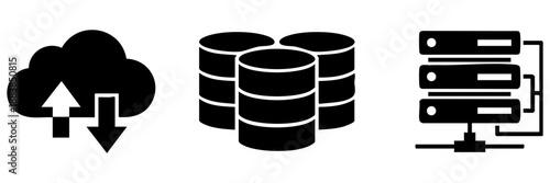 Cloud data storage and server isolated on transparent background, Vector