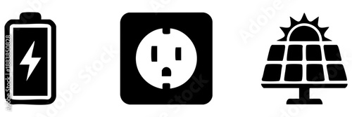 Energy sources and outlets isolated on transparent background, Vector