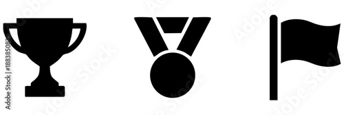 Symbols of achievement and victory isolated on transparent background, Vector