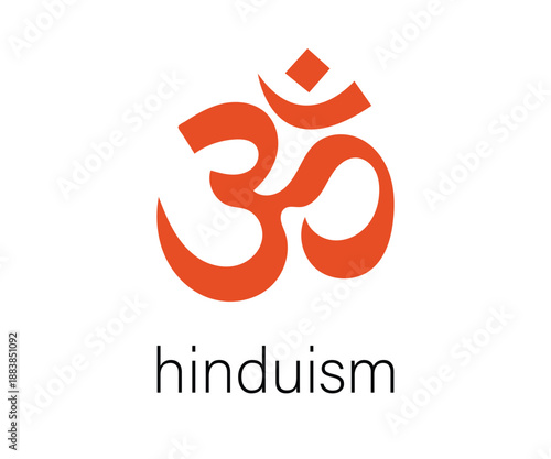 Orange Om symbol for Hinduism.