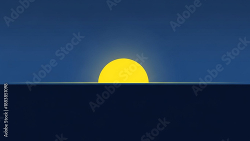 Minimalist sunrise over the ocean simple flat vector illustration for travel and nature concepts representing hope and new beginnings