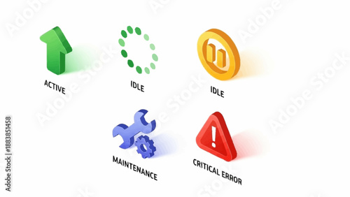 Status icons representing different system states and alerts.