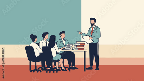 Business Meeting Presentation with Diverse Team Collaboration and Discussion