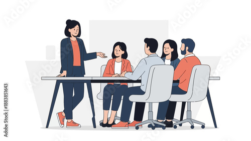 Business Meeting: Team Collaboration and Presentation in Office