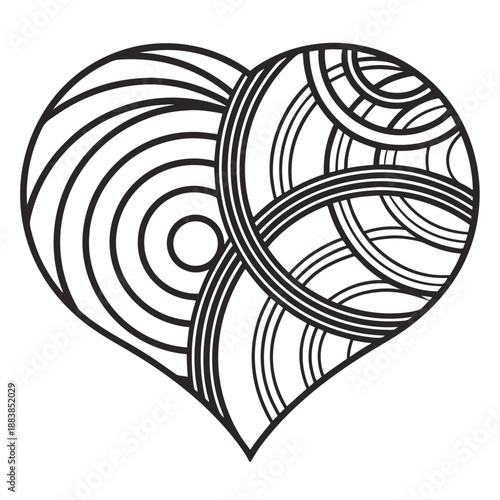 Abstract Concentric Circle Heart Ripple Minimalist Line Art Vector